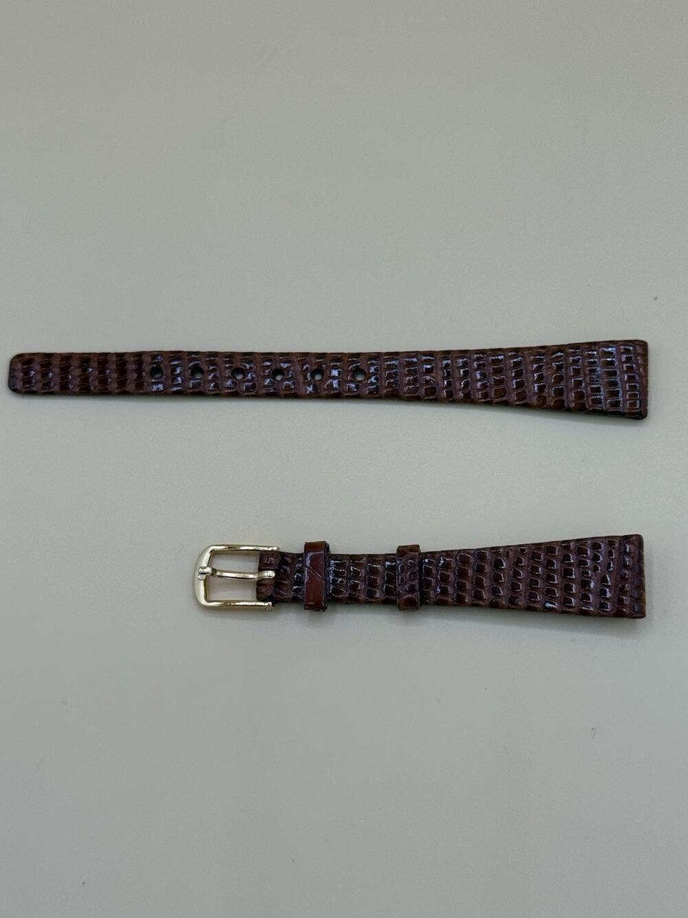 13mm KREISLER Genuine LIZARD Tan NOS Vintage Watch Band & Gold-Tone Buckle